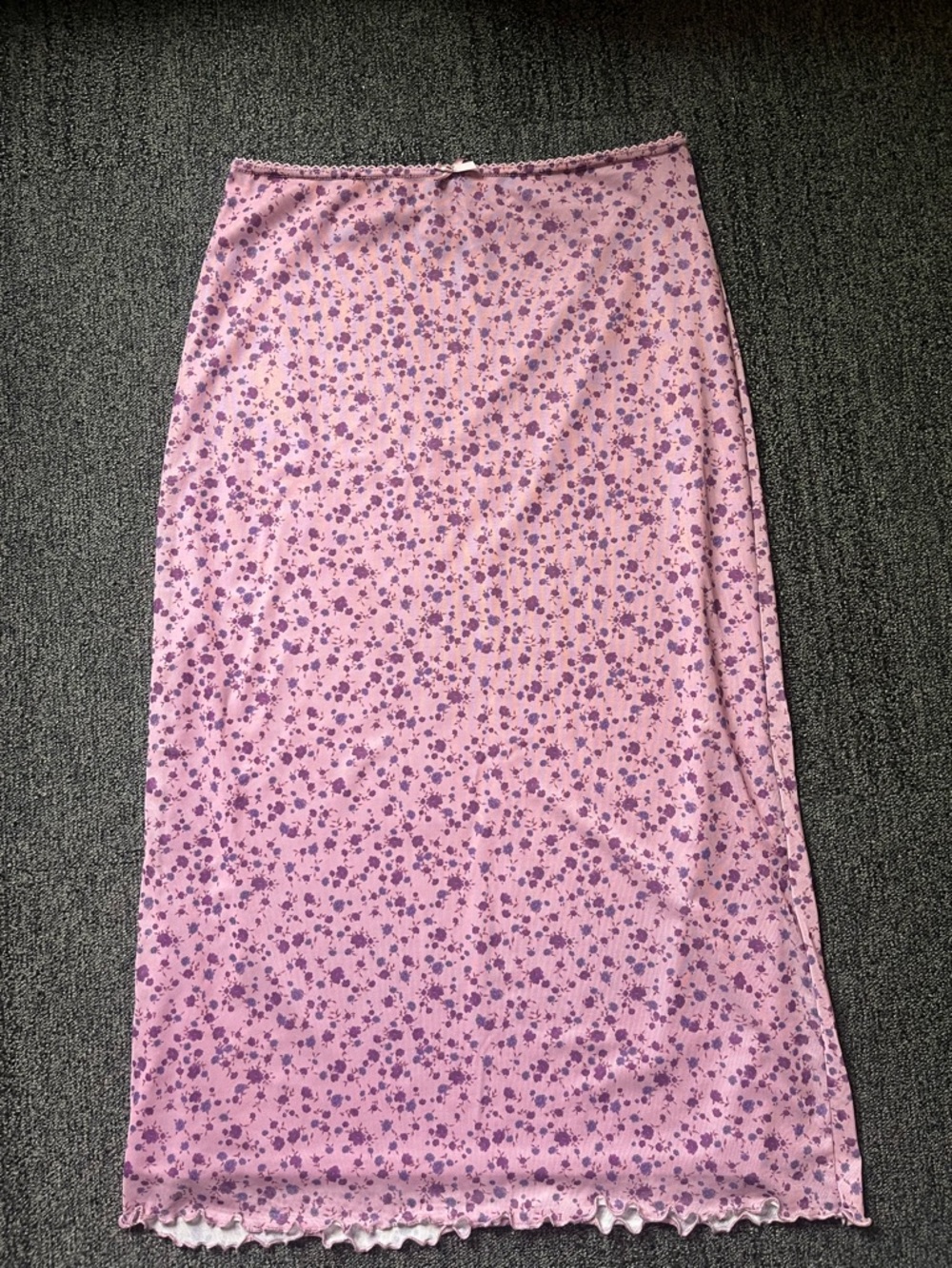 Hippie Rose Pink Lavender Floral Slip Maxi Skirt